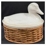 Vintage CA USA Pottery Duck Covered Casserole