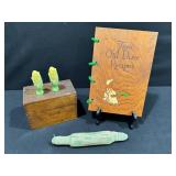 Mid Century Modern Wood Recipe Book, Corn Shakers