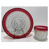 Indiana Glass Diamond Point Ruby Red Flash Bowl