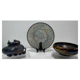 Rare Black Carnival Glass Squirrel on Acorn, More