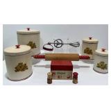 1930s Flower Canister Set, Dazey Hand Mixer, More