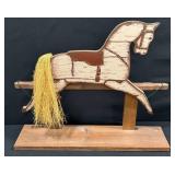 Vintage Rustic Style Wooden Rocking Horse Figurine