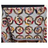 Vintage Handmade Patchwork Spider Web Quilt