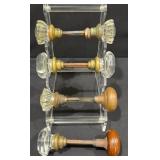 Vintage 12 Point Clear Glass & Brass Doorknobs