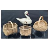 Primitive Hand Woven Gathering Baskets, Swan