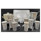 Hammered Aluminum Drink Ware, Tray, Ice Bucket