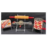 Vintage Kitchen Utensils, Metal Bisquick Box