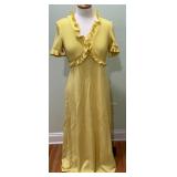 1970s Editions Yellow Ruffle Sleeve Maxi Dress