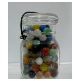 Vintage Glass Jar of Vintage Marbles