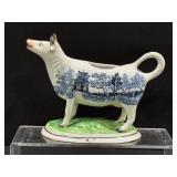 Antique Staffordshire Blue Willow Cow Creamer