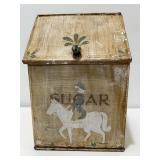 Vintage Hand Painted Rustic Style Tin Sugar Box