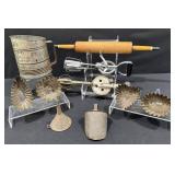 Vintage Metal Sifter, Baking Molds, Mixers & More