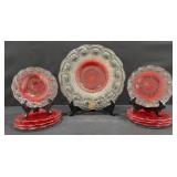 Bartlett Collins Manhattan Red Thumbprint Plates