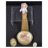 1920s Porcelain Vanity Brush, Cameo Pin, Portrait