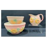 Vintage Hull Pottery Sunglow Nesting Bowls,Pitcher