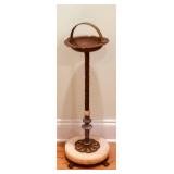 Antique Brass & Marble Ash Tray Stand