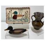 Boyds Collection Duck Decoy, Ceramic Tray, Vase