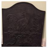 Antique Cast Iron Fireplace Backplate Rooster