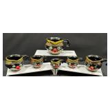 6 Ceramic Clown Face Creamers