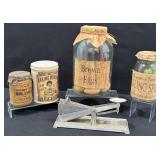 Vintage Acme Egg Scale, Faux Primitive Deco Jars
