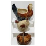 Vintage Ceramic Hen, Rooster Figurines