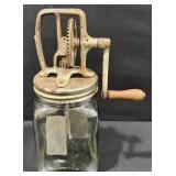 Antique Glass Butter Churn with Iron Top