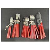 Vintage Anacapa Japan Stainless Flatware, Red
