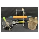 Vintage Kitchen Utensils, Green Handled Blender