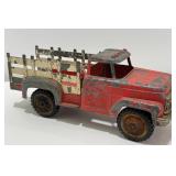 Vintage Metal Toy Truck with Red Paint