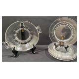 Vintage Fostoria Raleigh Handled Bowl, Plates