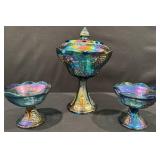 Indiana Carnival Glass Harvest Grape Compote, More