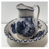 Antique H.B.F. Vine Pattern Pitcher & Wash Bowl