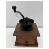 Antique Coffee Grinder Mill Cast Iron & Wood
