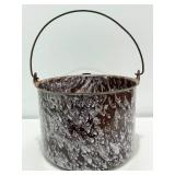 Antique Majestic Brown & White Graniteware Bucket