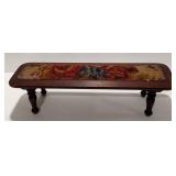 Antique Beechwood Tapestry Upholstered Footstool