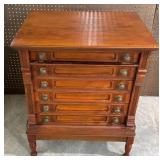 Antique Ornate Carved Six Drawer Spool Cabinet