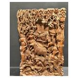 Vintage Balinese Carved Wooden Art Panel