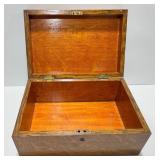 Wooden Lockable Storage Box With Hinged Lid