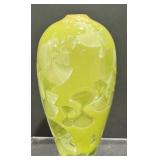 Vintage Signed JBM GL Green Crystaline Vase