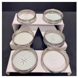 Vintage Silver-Plated Glass Wine Bottle Coasters