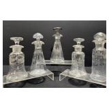 Vintage Etched Glass Perfume Bottles & Cruets