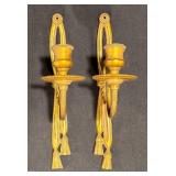 Vintage Brass Wall-Mounted Candle Holders, Tassel