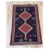 Vintage Hand Knotted Tribal Baluchi Wool Rug, 4X3