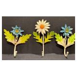 Vintage Italian Floral Toleware Wall Hooks