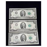 Three Series 1976 $2 Bills, Non Consecutive