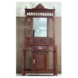 Antique Mahogany Carved Hall Tree