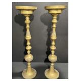 Vintage Etched Brass Pillar Candle Holders 32" H