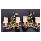 Vintage Italian Tole Flower Chandeliers