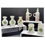 Vintage Capodimonte Floral Porcelain Vases, Bottle