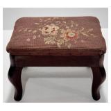 Vintage Needlepoint Upholstery Footstool